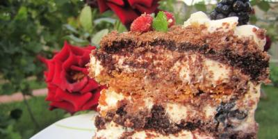 Máslový piškotový dort: recept, přísady, technologie vaření